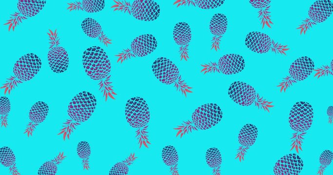 Pineapple is shaking on a colored background. Vegetarian theme