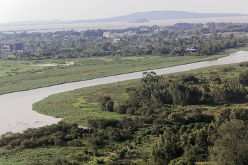 Fototapeta na wymiar The Blue Nile outflow at Lake Tana in Ethiopia.