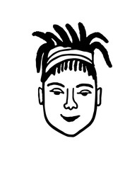 Doodle sketch of girl with dreadlocks.