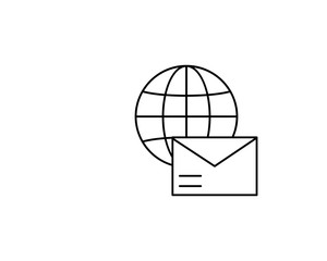 Mail, world, media icon. Simple line, outline vector of information transfer icons for ui and ux, website or mobile application