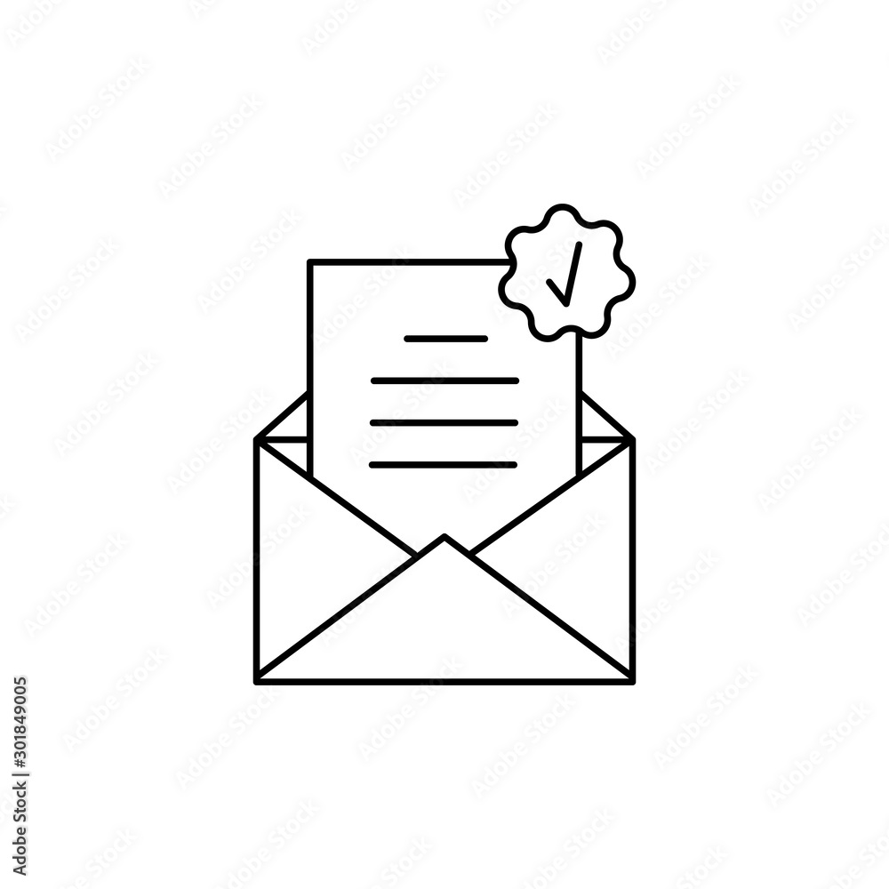 Poster check, message, email icon. simple line, outline vector of information transfer icons for ui and ux,