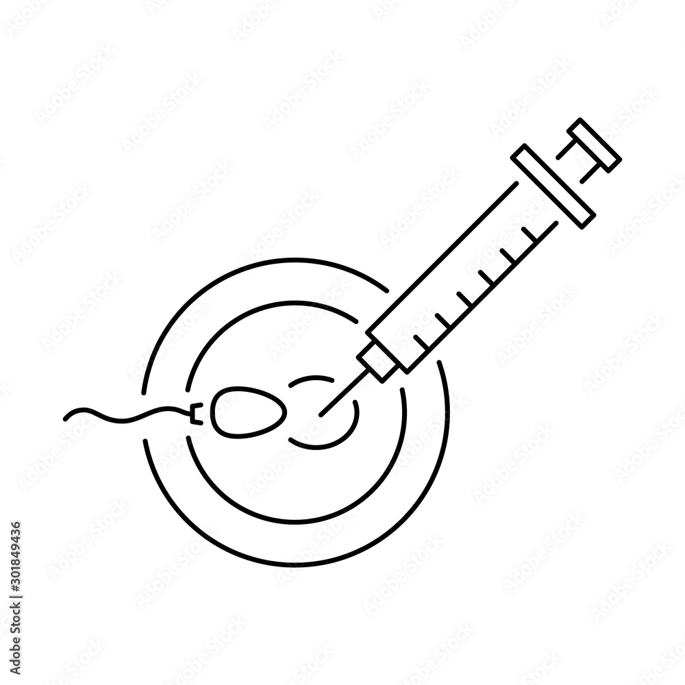 Poster sperm ovum icon. simple line, outline vector of artificial insemination icons for ui and ux, website