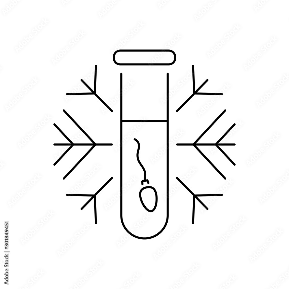 Poster snowflake tube sperm icon. simple line, outline vector of artificial insemination icons for ui and u