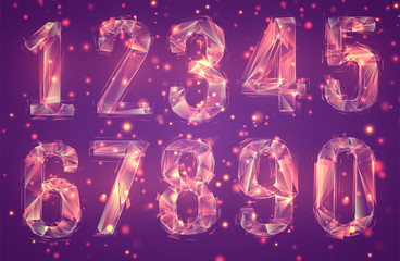 3d vector symbol, volumetric set of numbers on a pink background. layout for business and presentation