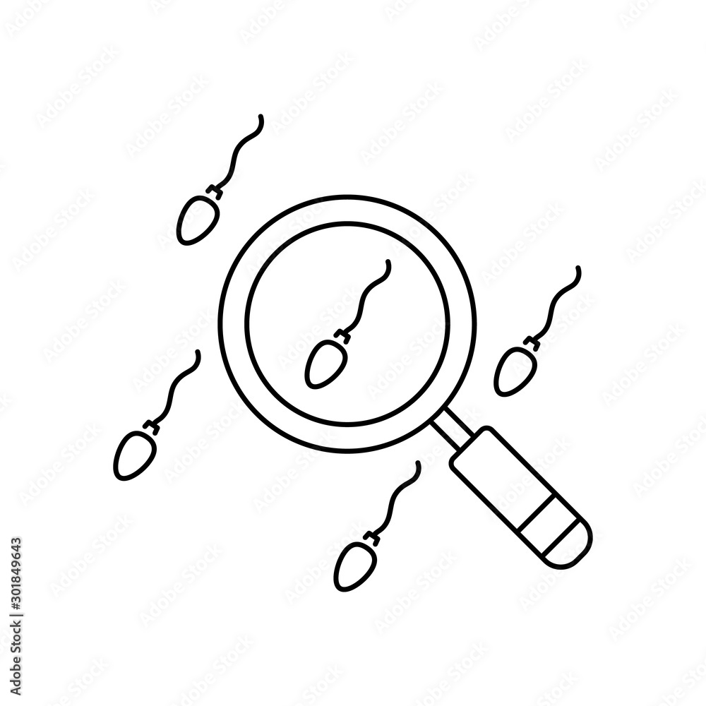 Poster magnifier search sperm icon. simple line, outline vector of artificial insemination icons for ui and
