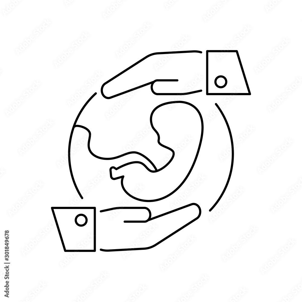 Poster embryo hand icon. simple line, outline vector of artificial insemination icons for ui and ux, websit