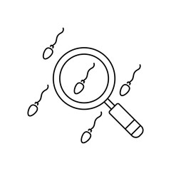 Magnifier search sperm icon. Simple line, outline vector of artificial insemination icons for ui and ux, website or mobile application