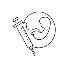 Embryo injection icon. Simple line, outline vector of artificial insemination icons for ui and ux, website or mobile application