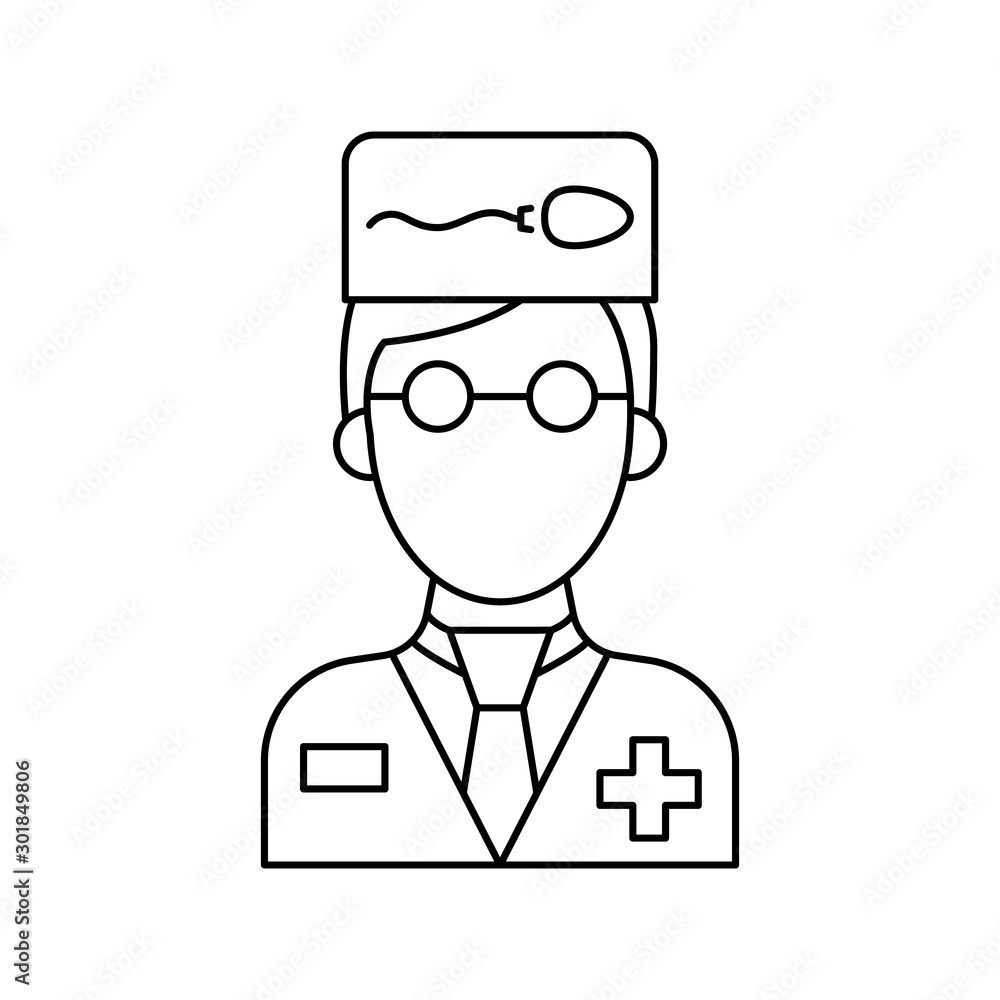 Poster doctor icon. simple line, outline vector of artificial insemination icons for ui and ux, website or 