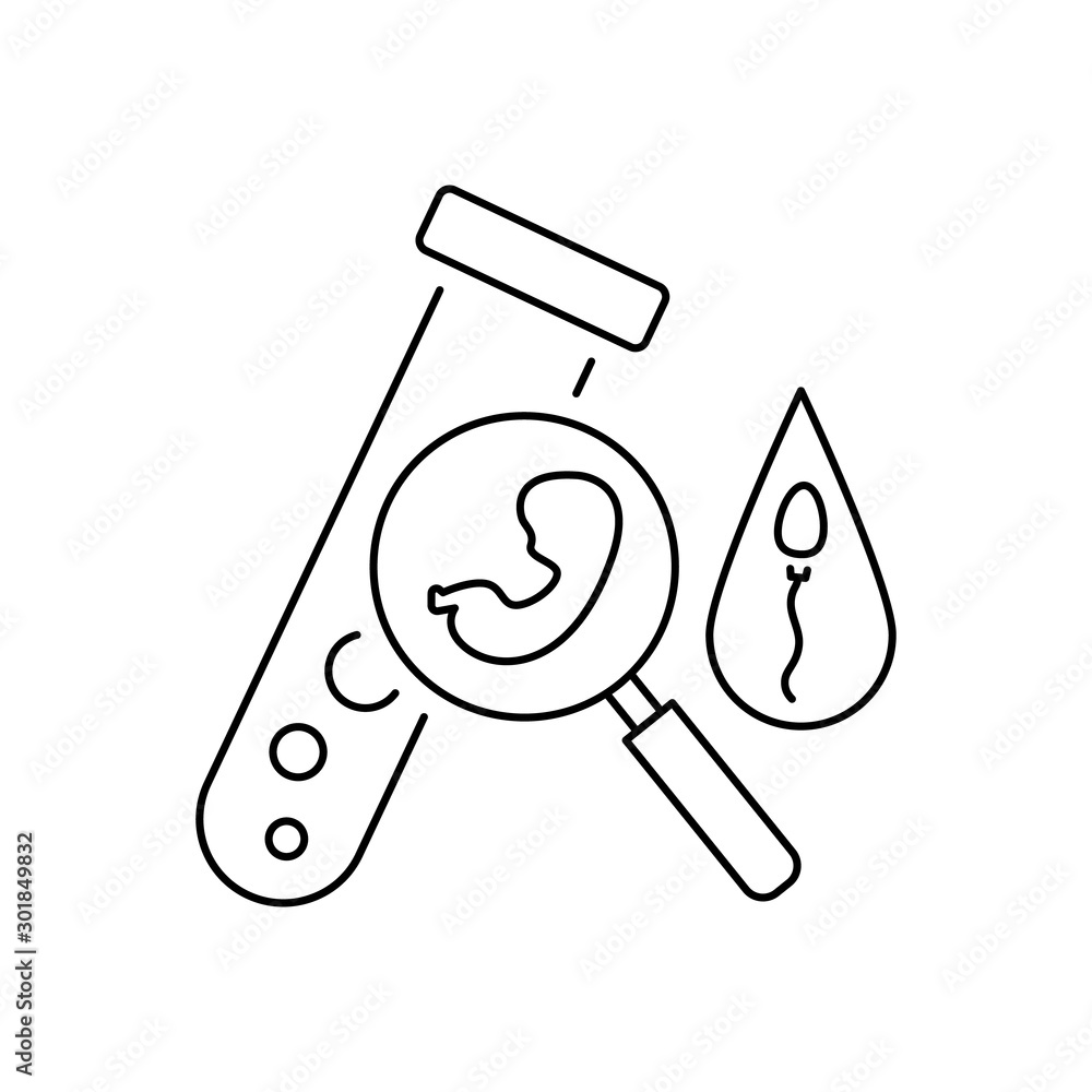 Poster tube embryo icon. simple line, outline vector of artificial insemination icons for ui and ux, websit