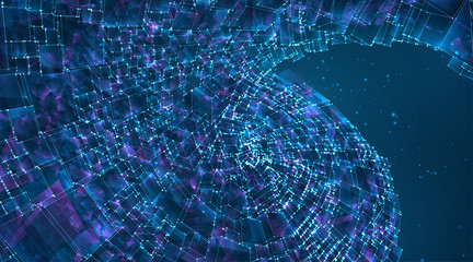 vector abstract background of glowing square crystals on blue