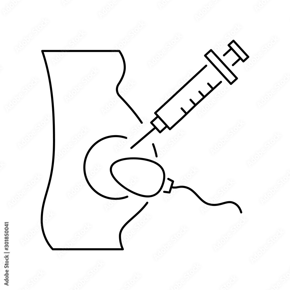 Poster pregnant injection sperm icon. simple line, outline vector of artificial insemination icons for ui a