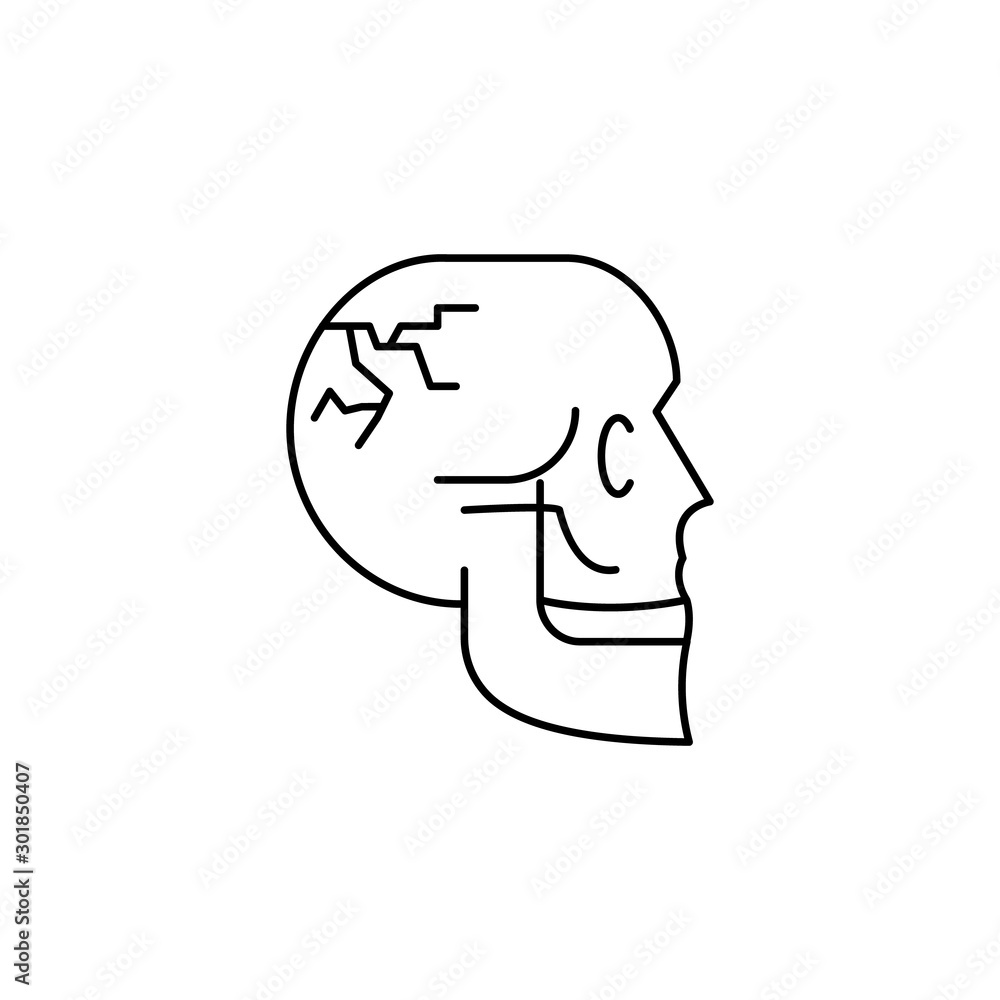 Poster skull broken fracture icon. simple line, outline vector of human skeleton icons for ui and ux, websi