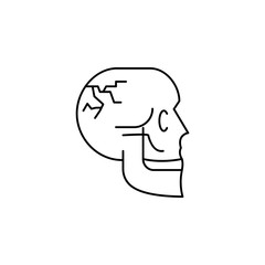 Skull broken fracture icon. Simple line, outline vector of human skeleton icons for ui and ux, website or mobile application on white background