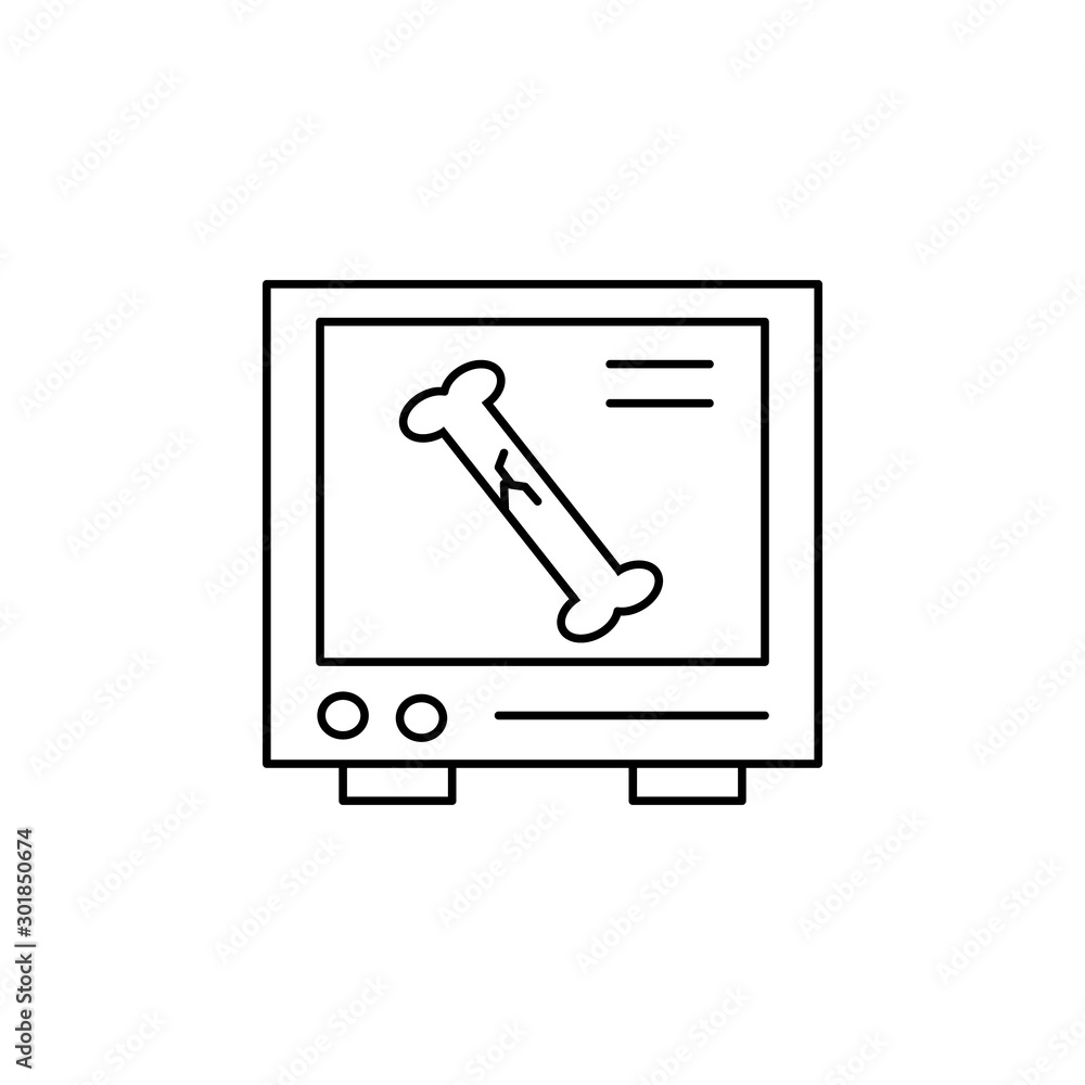 Poster monitor bone anatomy icon. simple line, outline vector of human skeleton icons for ui and ux, websit