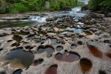 unique eroded waterfall in the english countryside