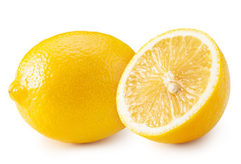 Lemon with half isolated on white