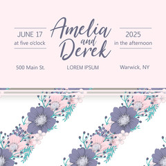 Floral wedding background - pink and light blue flowers	