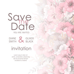 Floral wedding background - pink and beige flowers