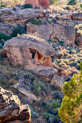 The ‘Eroded Boulder House’ is one structure among many that the Puebloan farming community built in Hovenweep National Monument, Utah