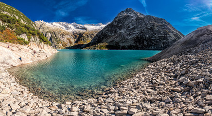 Gelmer Lake near by the Grimselpass in Swiss Alps, Gelmersee, Switzerland, Bernese Oberland, Switzerland