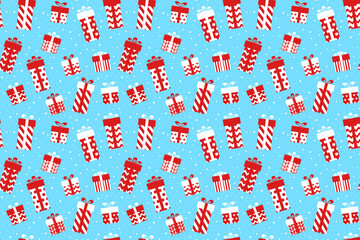 Christmas background with pattern from gift boxes