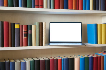 Accurate bookshelf with laptop