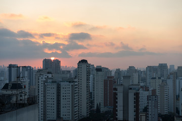 Sunset over the Skyline of Sao Paulo, Brazil