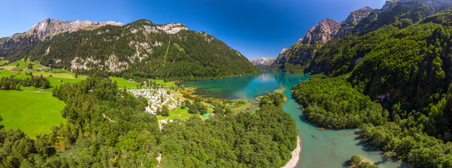 Fototapeta na wymiar Klontalersee (Lake Klontal) in Swiss Alps, Glarus, Switzerland