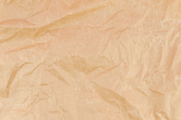 Top view brown Crumpled baking paper background texture