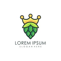 natural brewery logo, crown and leaf illustration logo