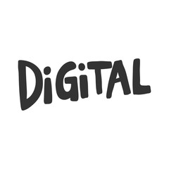 Digital. Sticker for social media content. Vector hand drawn illustration design. 