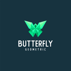 Obraz premium Geometric butterfly gradient logo vector