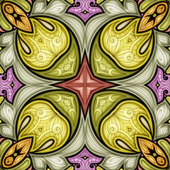Colored Seamless Pattern with Mosaic Motif