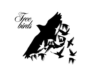 Abstract mosaic of birds. Flying Birds. Vector illustration