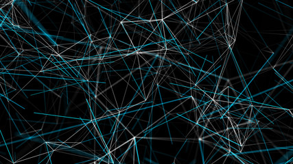 Digital plexus of glowing lines. Abstract background. 3D rendering. Network.