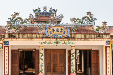 Nha Trang, Vietnam - March 11, 2019: Dinh Phu Vinh community center and celebration hall. Dragon...