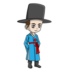 cartoon boy wearing korean clothes