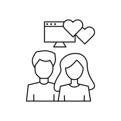 Man woman computer love icon. Simple line, outline vector of having feelings icons for ui and ux, website or mobile application
