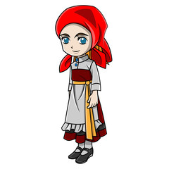 cartoon girl wearing russian clothes