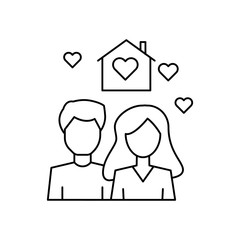 Man woman shape home icon. Simple line, outline vector of having feelings icons for ui and ux, website or mobile application