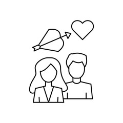 Man woman heart arrow icon. Simple line, outline vector of having feelings icons for ui and ux, website or mobile application