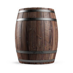 Obraz premium Wooden barrel isolated on white background.