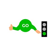 Illustration Of Traffic Light Cartoon With Traffic Sign