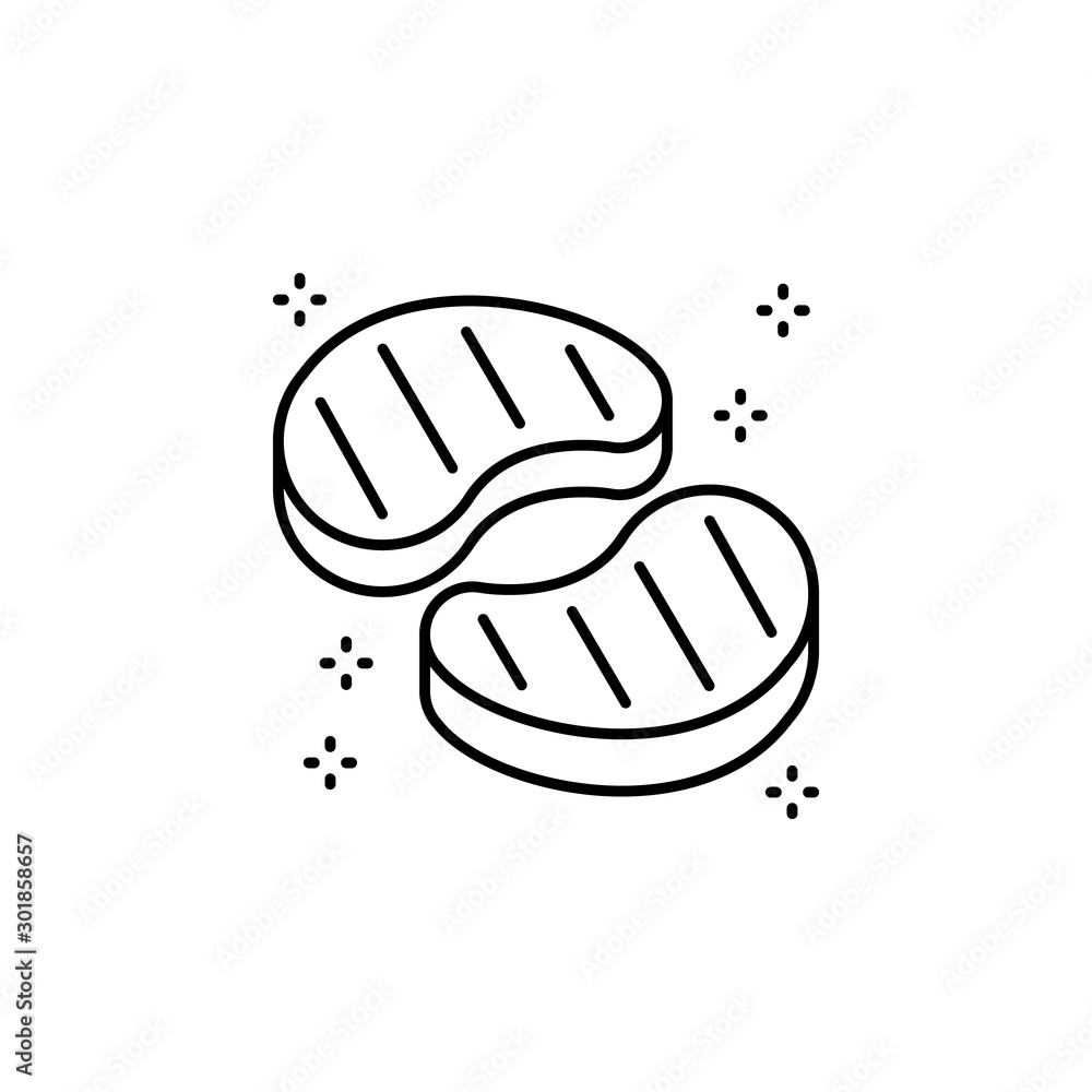 Poster meat beef steak piece icon. simple line, outline vector of grocery icons for ui and ux, website or m