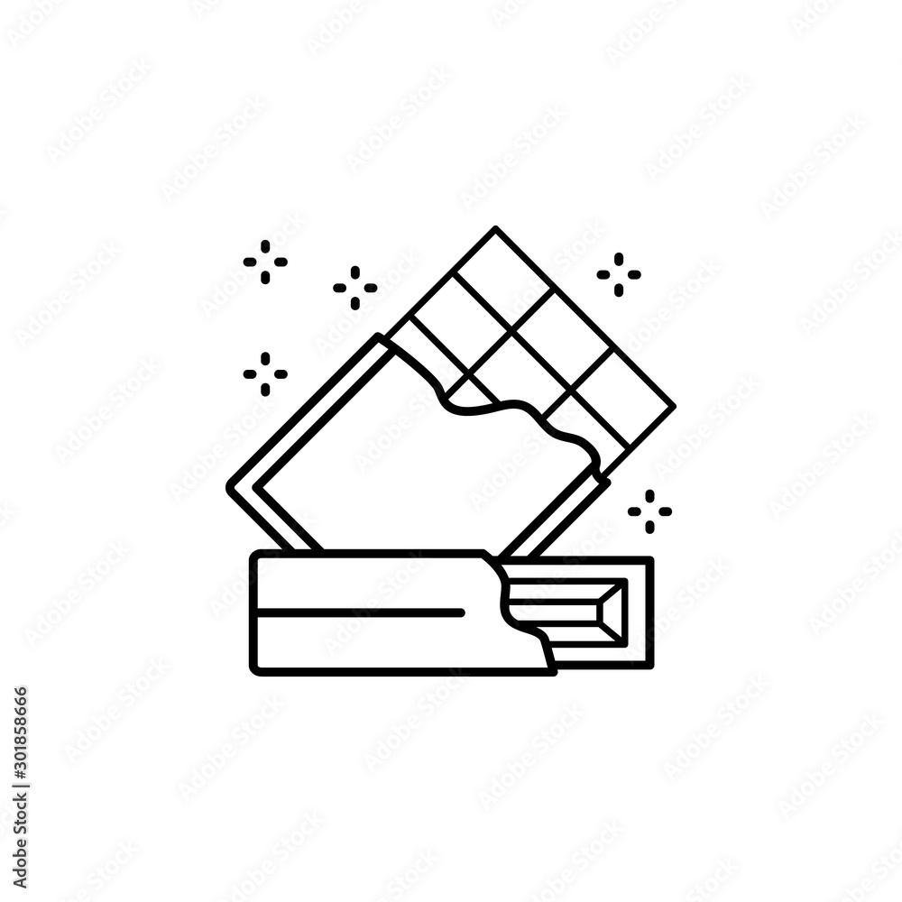 Aufkleber chocolate bar icon. simple line, outline vector of grocery icons for ui and ux, website or mobile ap