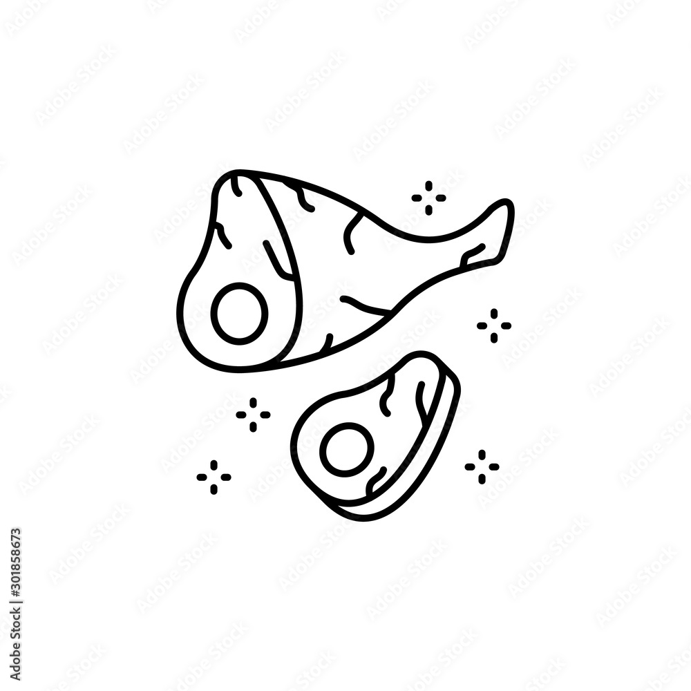 Poster ham leg pie icon. simple line, outline vector of grocery icons for ui and ux, website or mobile appl