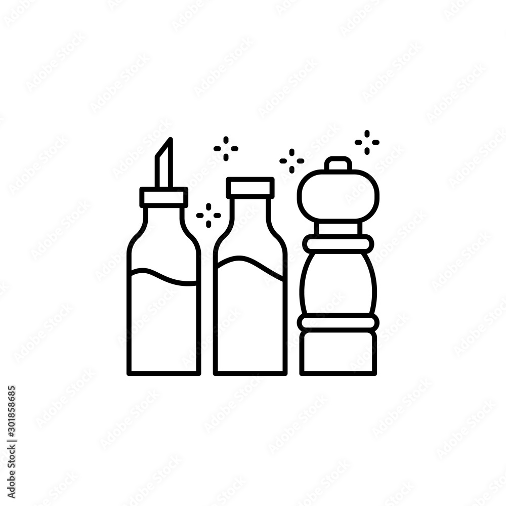 Poster condiments bottles icon. simple line, outline vector of grocery icons for ui and ux, website or mobi