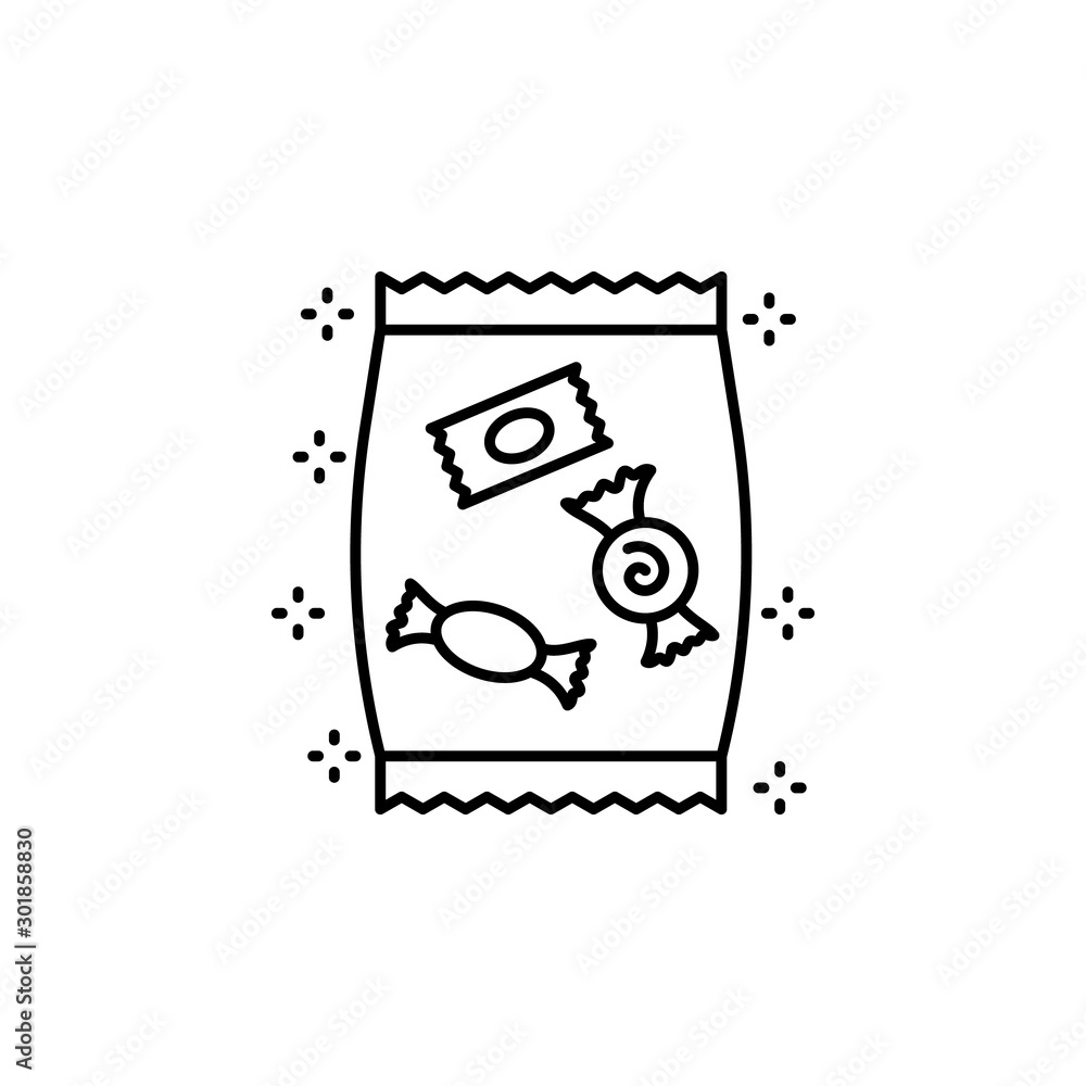 Poster sweets package candies icon. simple line, outline vector of grocery icons for ui and ux, website or 