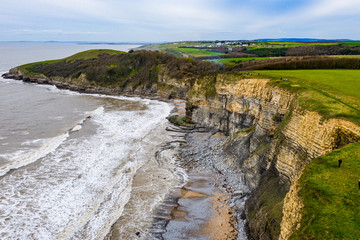 Beautiful Aerial view of Dunraven bay united kingdom